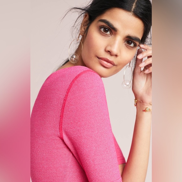 EUC Anthropologie Michael Stars Short Sleeve Top Womens XS/S Metallic Pink USA - Picture 3 of 12